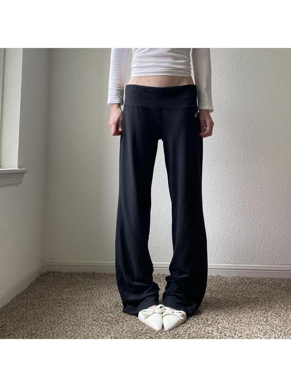 Adidas low rise bootcut flare long baggy black active wear yoga pants
